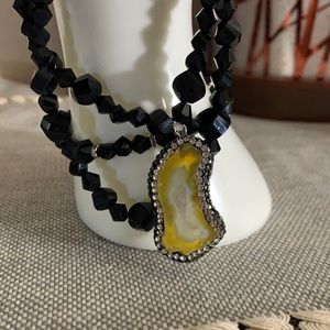 Handmade Black Stretch Necklace and Bracelet Set